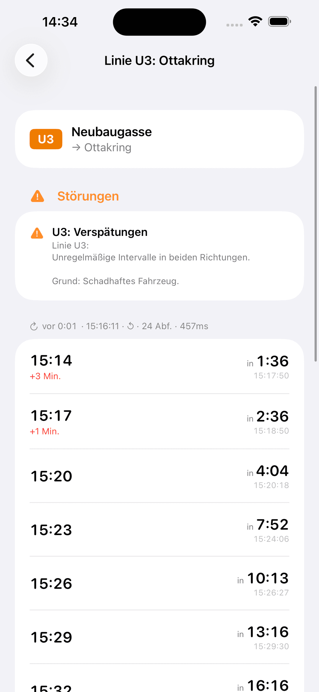 Echtzeit-Abfahrtszeiten